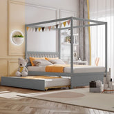 Fast Furnishings Gray Full Canopy Bed w/ Twin Trundle